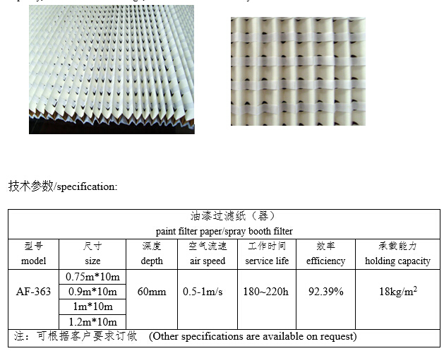 干式喷房专用油漆过滤纸（器）